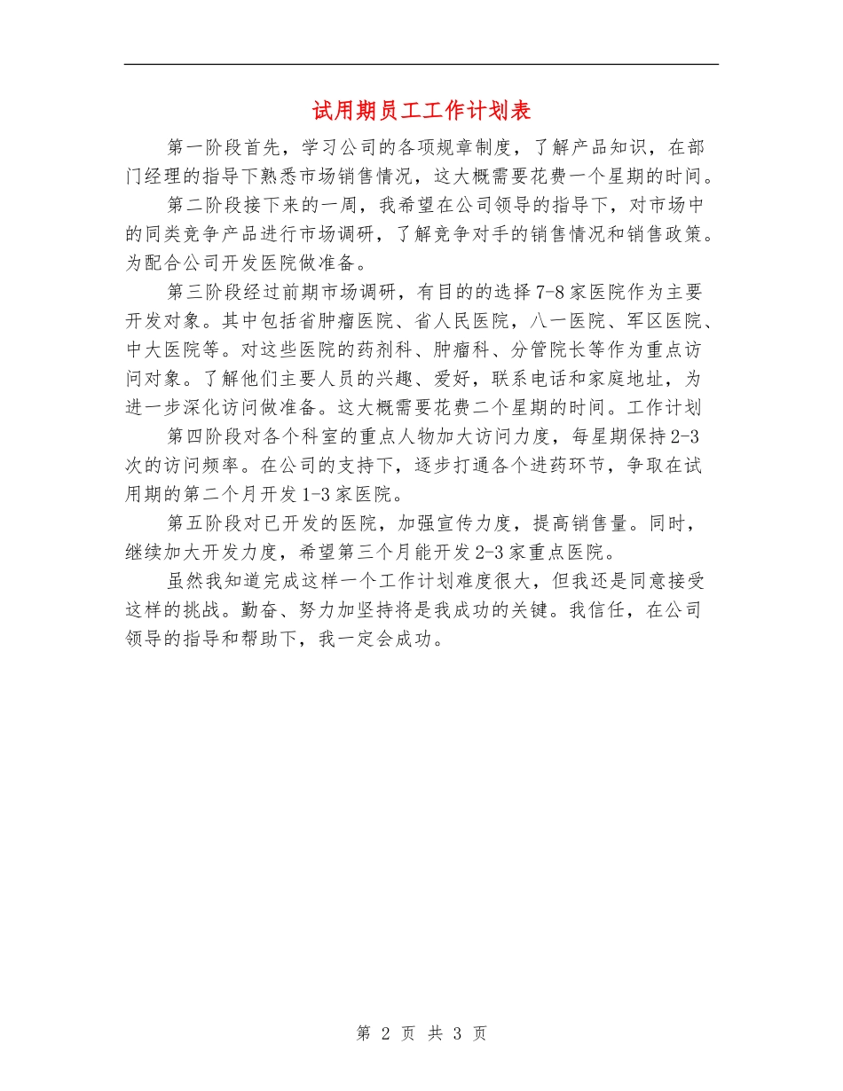 试用期员工工作计划表_第2页