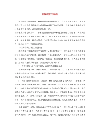 社联年度工作总结 