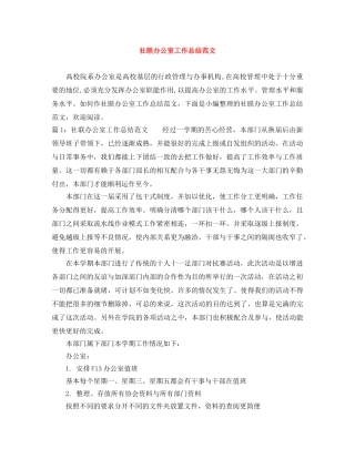 社联办公室工作总结范文 