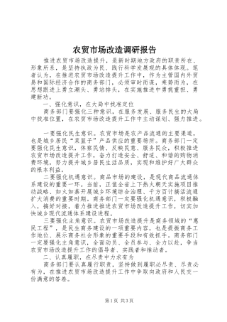 农贸市场改造调研报告