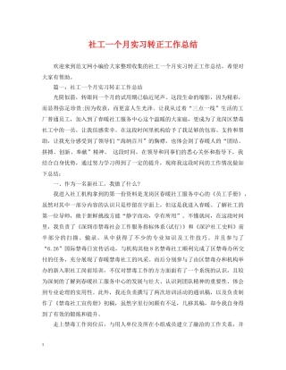 社工一个月实习转正工作总结2 
