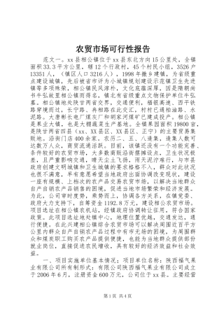 农贸市场可行性报告