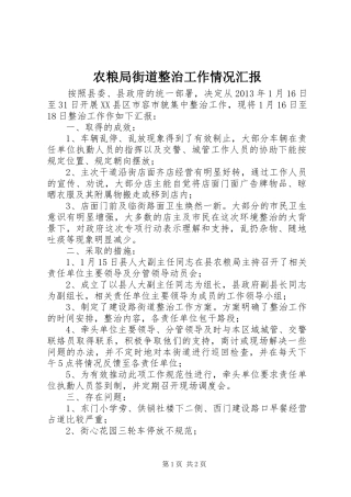 农粮局街道整治工作情况汇报