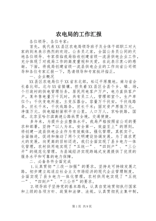 农电局的工作汇报