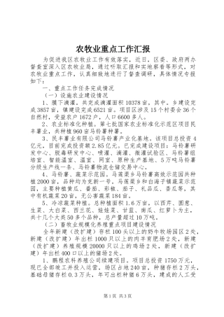 农牧业重点工作汇报