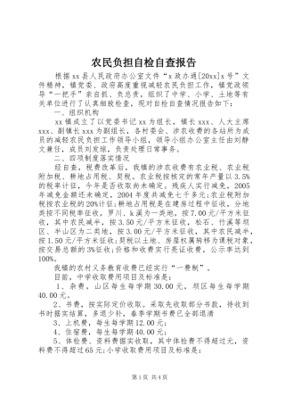 农民负担自检自查报告