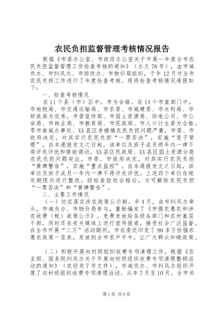 农民负担监督管理考核情况报告