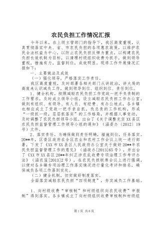 农民负担工作情况汇报