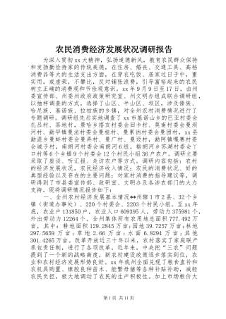 农民消费经济发展状况调研报告