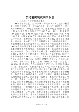 农民消费现状调研报告