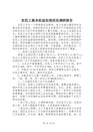 农民工基本权益实现状况调研报告