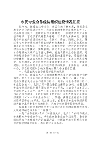 农民专业合作经济组织建设情况汇报