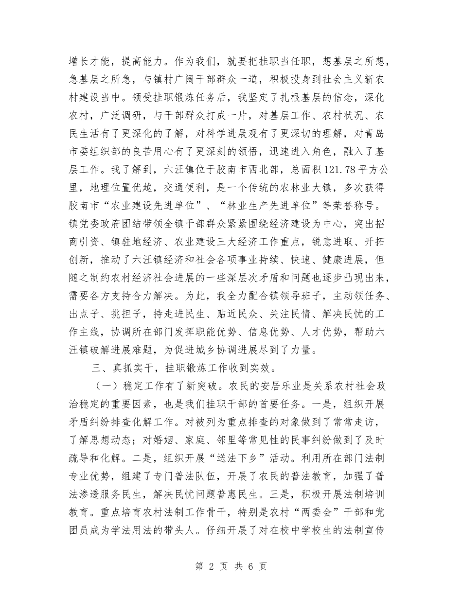 2024挂职干部个人工作总结与2024挂职锻炼个人工作总结1汇编_第2页