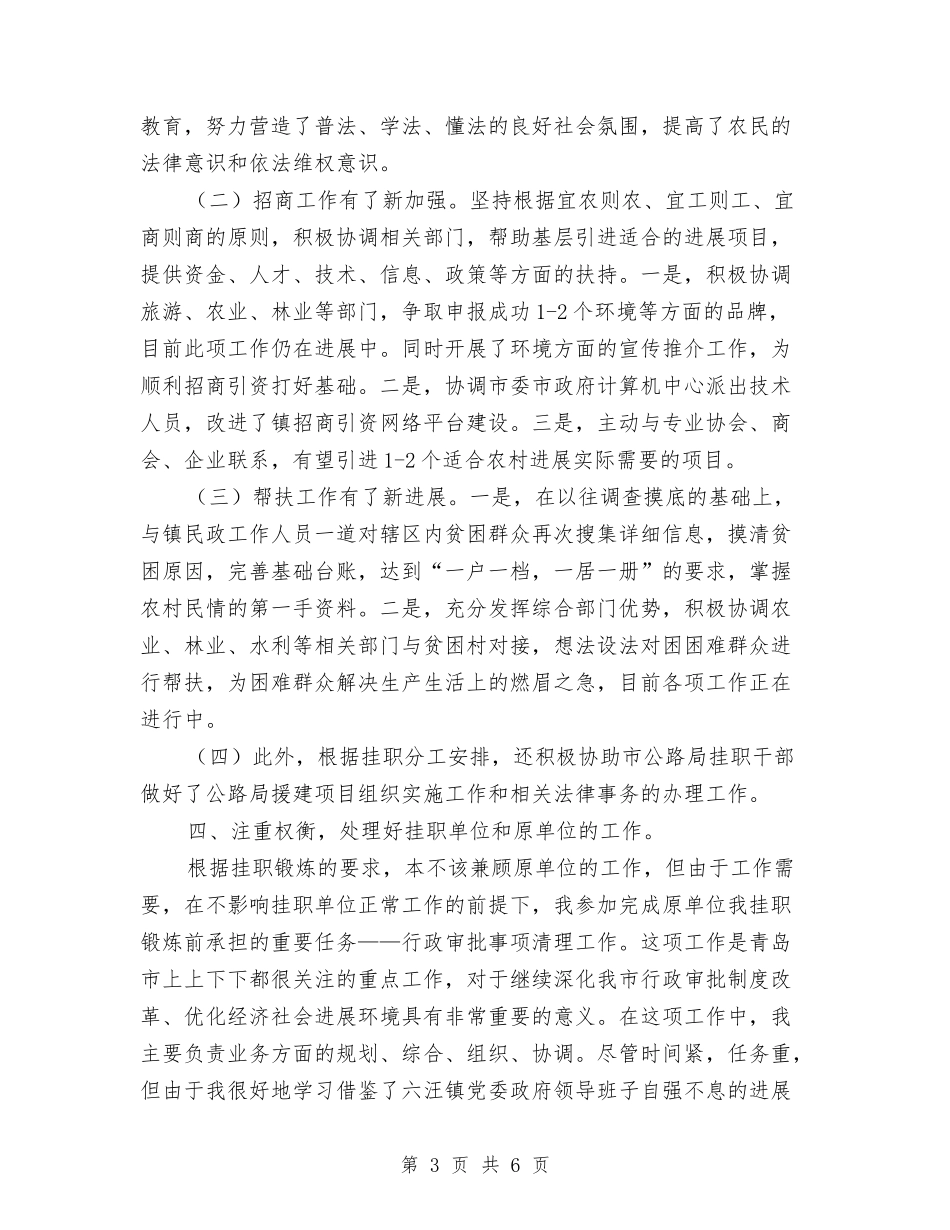 2024挂职干部个人工作总结与2024挂职锻炼个人工作总结1汇编_第3页