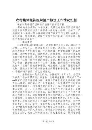 农村集体经济组织清产核资工作情况汇报