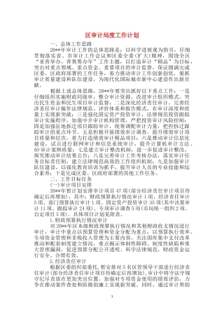 区审计局度工作计划