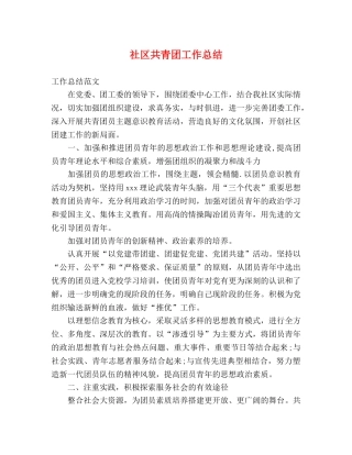 社区共青团工作总结 