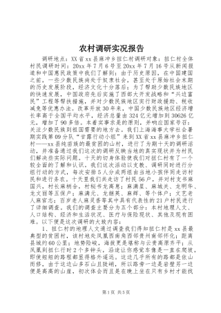 农村调研实况报告