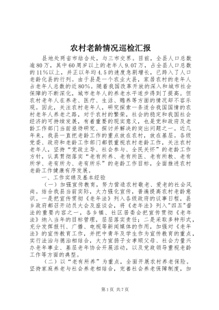 农村老龄情况巡检汇报