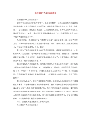 社区低保个人工作总结范文 