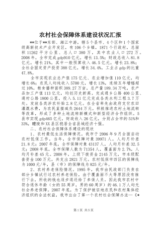 农村社会保障体系建设状况汇报