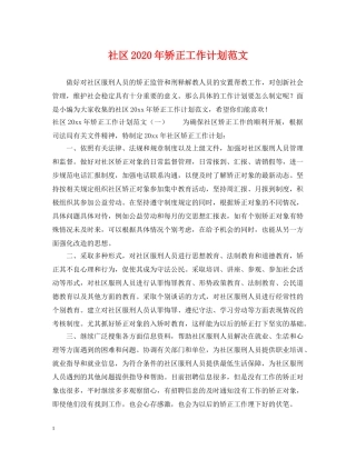 社区2020年矫正工作计划范文 