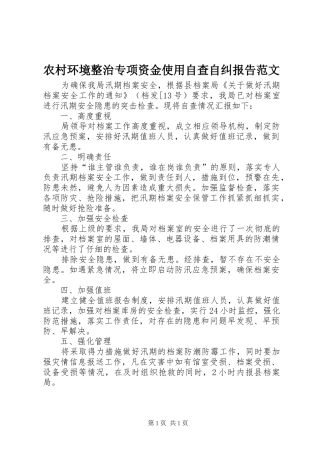 农村环境整治专项资金使用自查自纠报告范文