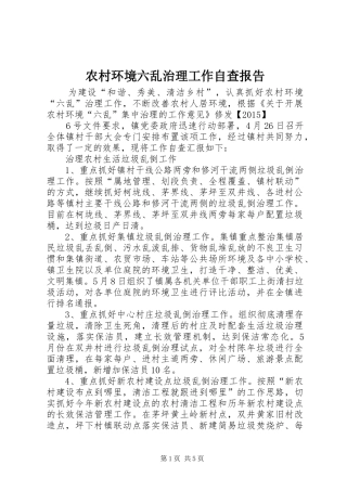 农村环境六乱治理工作自查报告