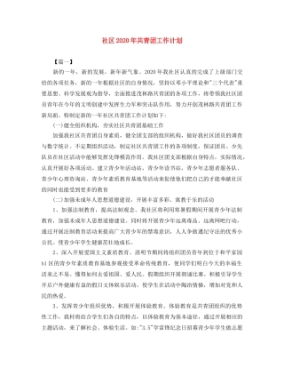 社区2020年共青团工作计划 