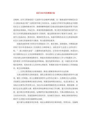 社区2020年共青团计划 