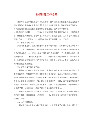社保财务工作总结 