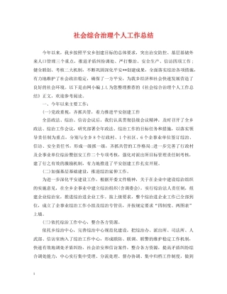 社会综合治理个人工作总结 