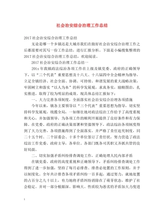 社会治安综合治理工作总结 