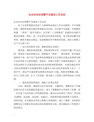 社会治安治理暨平安建设工作总结 
