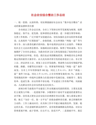 社会治安综合整治工作总结 