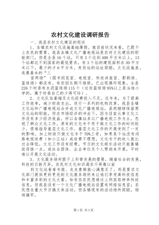 农村文化建设调研报告 (15)