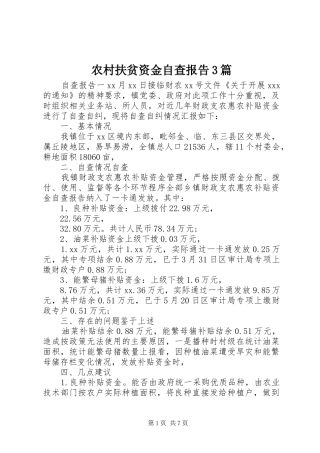 农村扶贫资金自查报告3篇