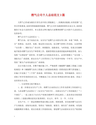燃气公司个人总结范文3篇 
