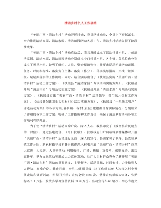 清洁乡村个人工作总结 
