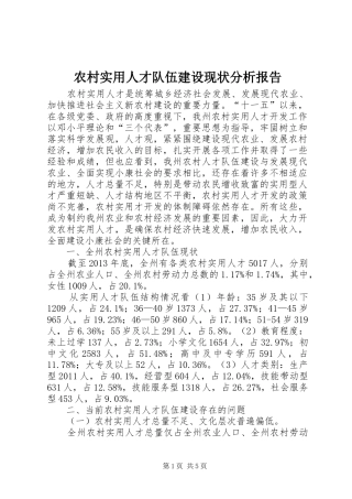 农村实用人才队伍建设现状分析报告