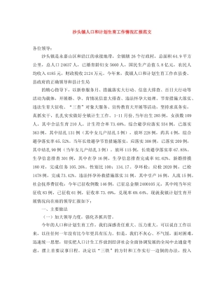 沙头镇人口和计划生育工作情况汇报范文 
