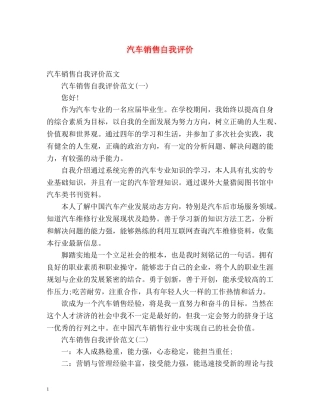 汽车销售自我评价 