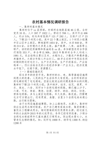 农村基本情况调研报告