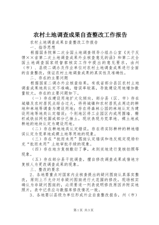 农村土地调查成果自查整改工作报告