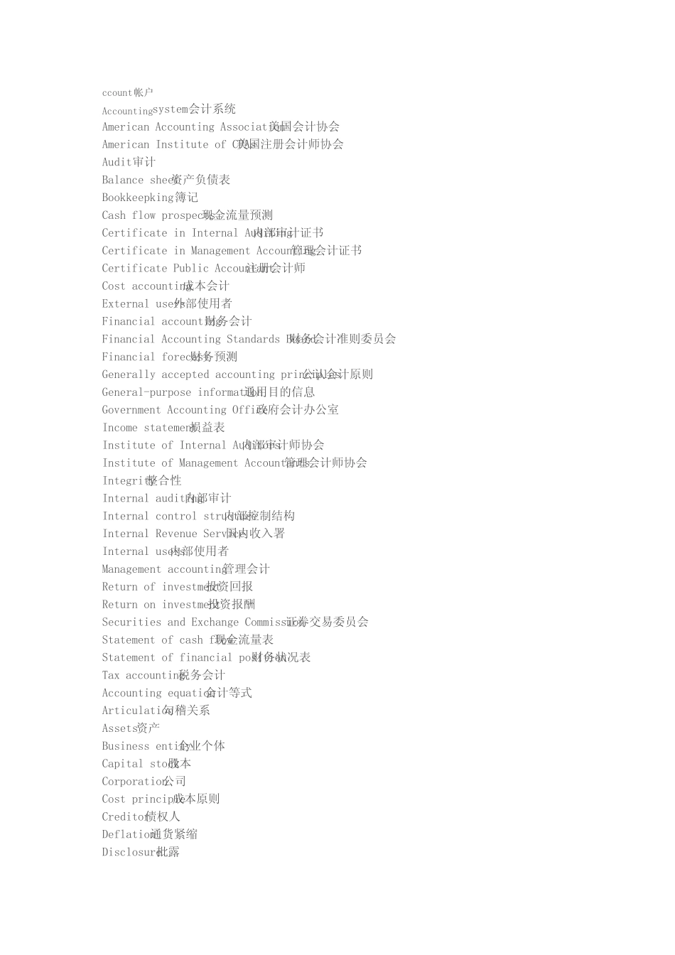国际会计科目对照表(中英)_第1页