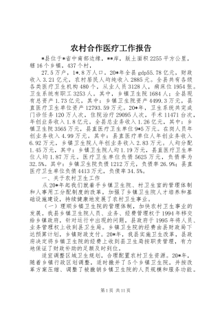 农村合作医疗工作报告