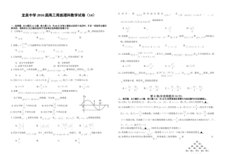 龙泉中学2016届高三周练理科数学试卷（14）