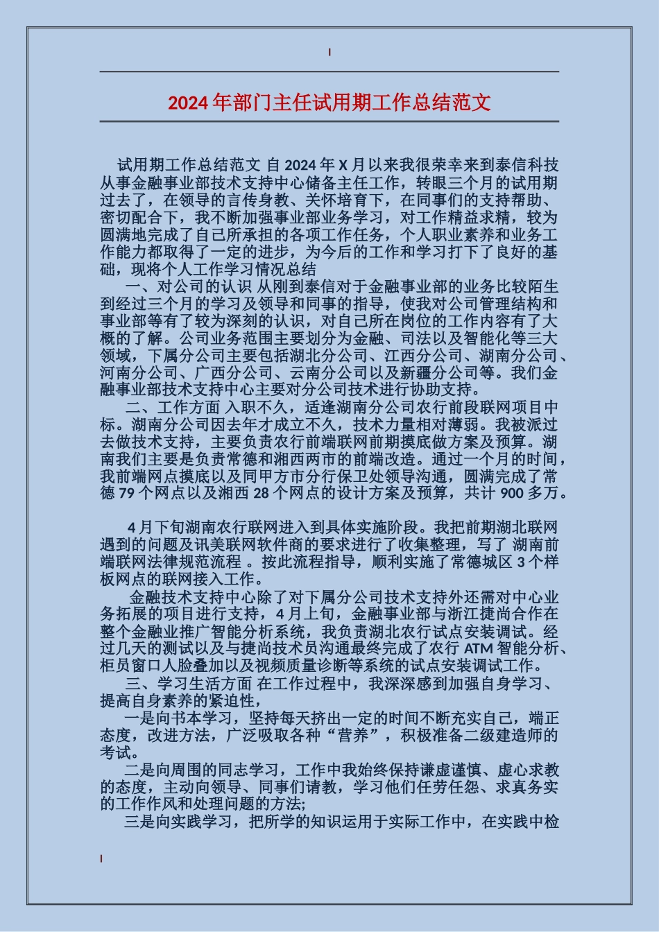 2017年部门主任试用期工作总结范文_第1页