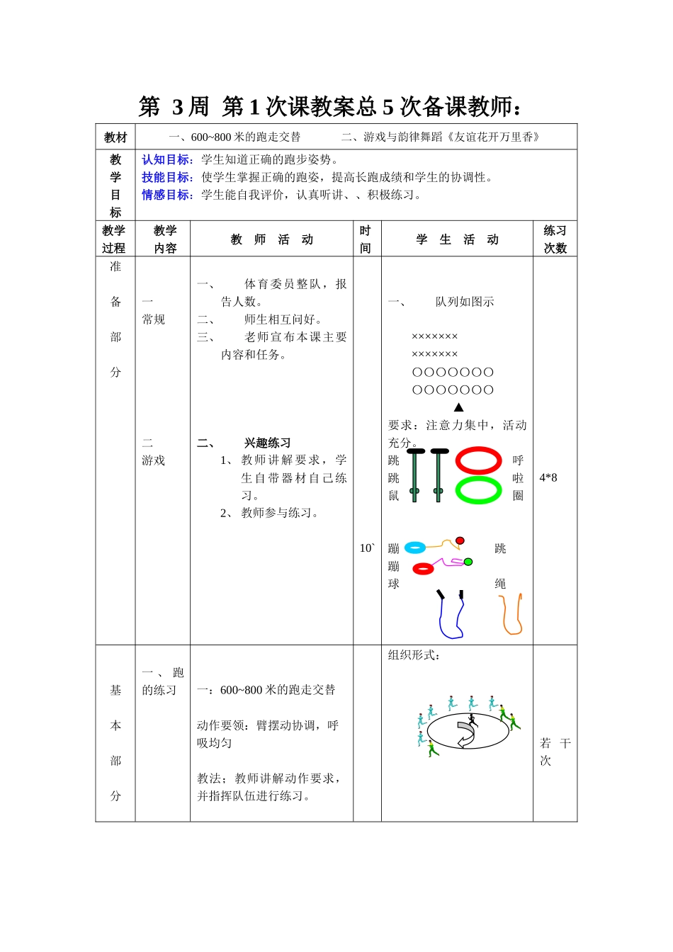 八年级体育第3周教案_第1页