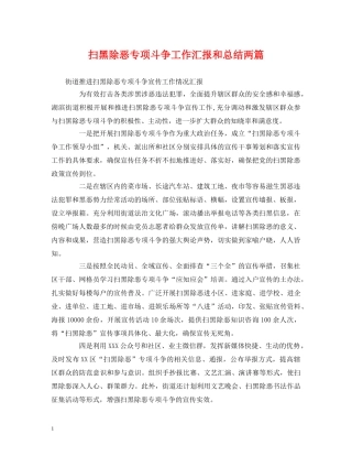 扫黑除恶专项斗争工作汇报和总结两篇 